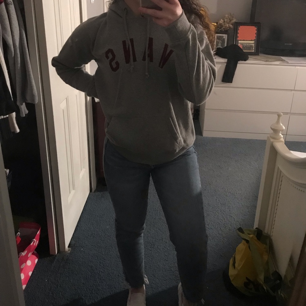 Vans light gray hoodie with burgundy lettering